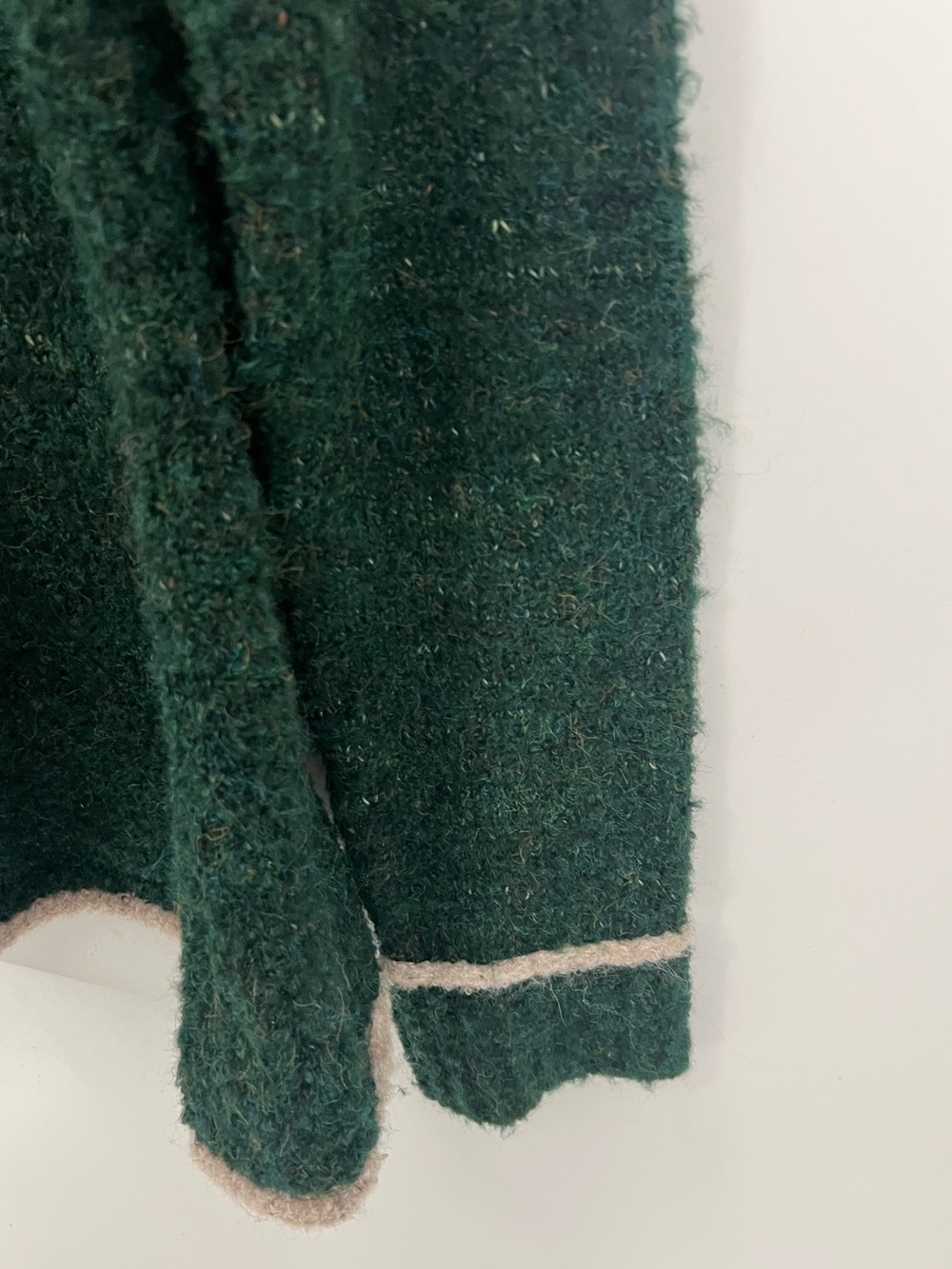 Pilcro Dark Green Mock Neck Peplum Sweater with Cream Contrast Trim - Picture 6 of 12